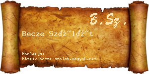 Becze Szólát névjegykártya